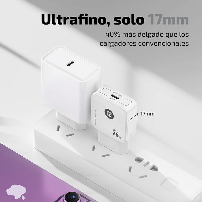 Tech One Tech Chargeur Rapide GaN 20W USB-C Blanc Tech One Tech Chargeur Rapide GaN 20W USB-C Blanc