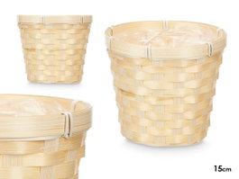 IBERGARDEN Couvre-pot rond en bambou tressé Naturel 15cm