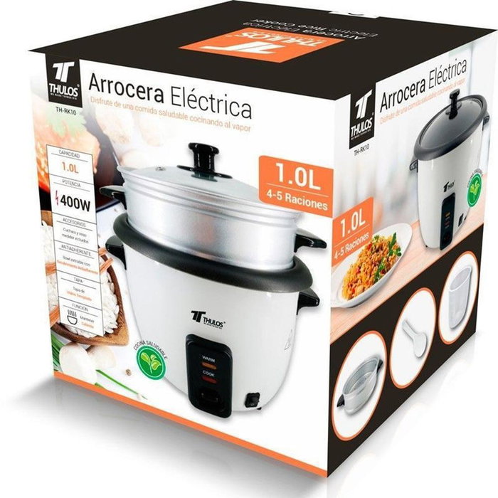 Thulos TH-RK10 Cuiseur de riz électrique 1L 400W avec fonction maintien au chaud et cuisson vapeur