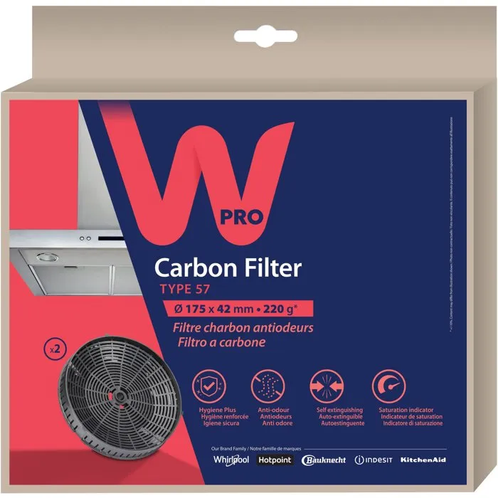 Wpro Filtre charbon hotte CHF57 - Lot de 2