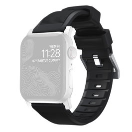 Nomad Rugged Strap Bracelet Noir avec Connecteurs Argentés pour Apple Watch 42/44/45/49mm
