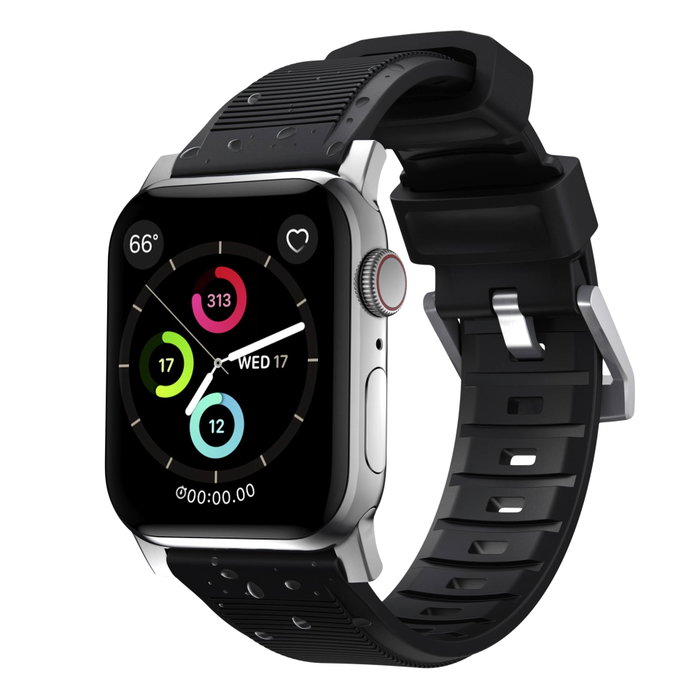 Nomad Rugged Strap Bracelet Noir avec Connecteurs Argentés pour Apple Watch 42/44/45/49mm Nomad Rugged Strap Bracelet Noir avec Connecteurs Argentés pour Apple Watch 42/44/45/49mm