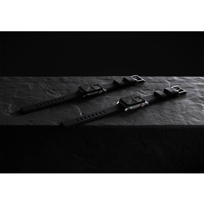 Nomad Rugged Strap Bracelet Noir avec Connecteurs Argentés pour Apple Watch 42/44/45/49mm Nomad Rugged Strap Bracelet Noir avec Connecteurs Argentés pour Apple Watch 42/44/45/49mm