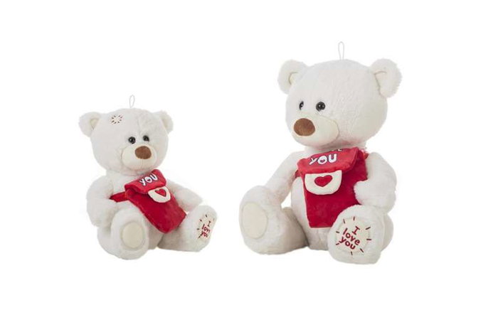 Creaciones Llopis - Peluche ours blanc messager 25 cm