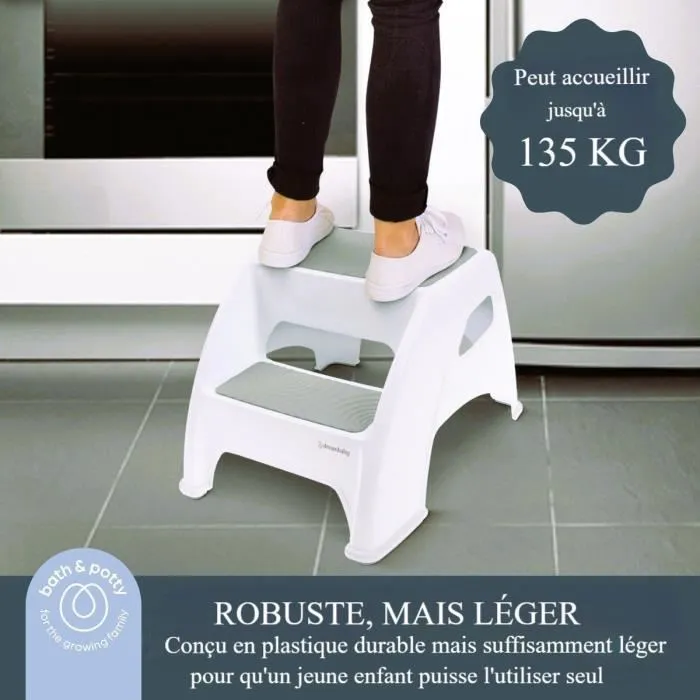 Dreambaby Toddler & Me 2-Up - Marchepied pour enfant et adulte, capacité 145 kg, surface antidérapante texturée, patins en caoutchouc, couleur gris