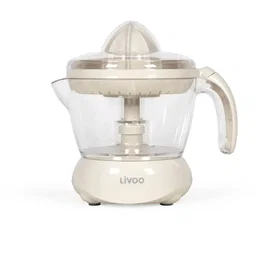 Livoo Presse-agrumes électrique DOD131C 25W - Blanc cassé - Bol 700 ml avec bec verseur, double rotation, anti-poussière - Pour jus d'agrumes frais