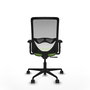 Chaise Zulema Synchro 3 positions tissu Vert pistache Maille Blanc Base en nylon noir Accoudoir 2D Sans appui-tête Roulettes 65mm nylon