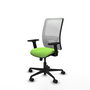Chaise Zulema Synchro 3 positions tissu Vert pistache Maille Blanc Base en nylon noir Accoudoir 2D Sans appui-tête Roulettes 65mm nylon