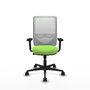 Chaise Zulema Synchro 3 positions tissu Vert pistache Maille Blanc Base en nylon noir Accoudoir 2D Sans appui-tête Roulettes 65mm nylon