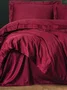 Ranforce Parure de lit 1 housse de couette 140 x 200 cm + 1 taie d'oreiller 60 x 60 cm - Satin Rouge bordeaux