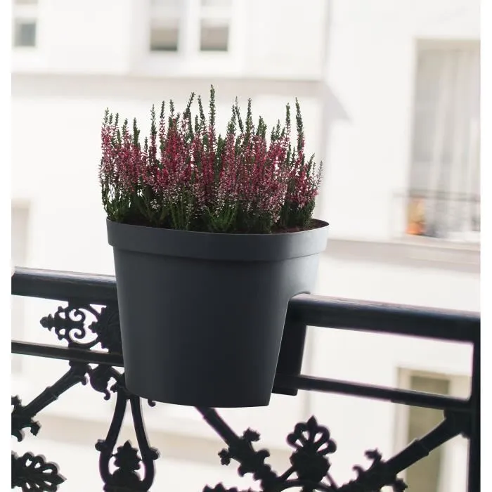 Garden Id Smile - Pot de balustrade 30 cm avec réserve d'eau, adaptable à toutes les balustrades, fabriqué en matériaux recyclés et 100% recyclable