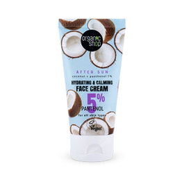 ORGANIC SHOP Crème Faciale Hydratante et Apaisante Après-Soleil Coco + Panthénol 5%, 50 ml