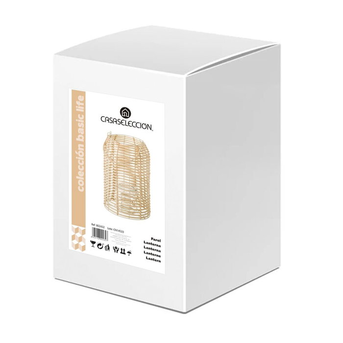 BigBuy Home Lanterne Naturel Fer Rotin 21 x 21 x 32 cm