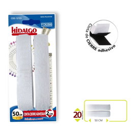 Hidalgo Blister de 2 rubans adhésifs type velcro blanc 2 x 50 cm