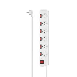 Hama Multiprise 6 prises individuellement commutables blanc 223159