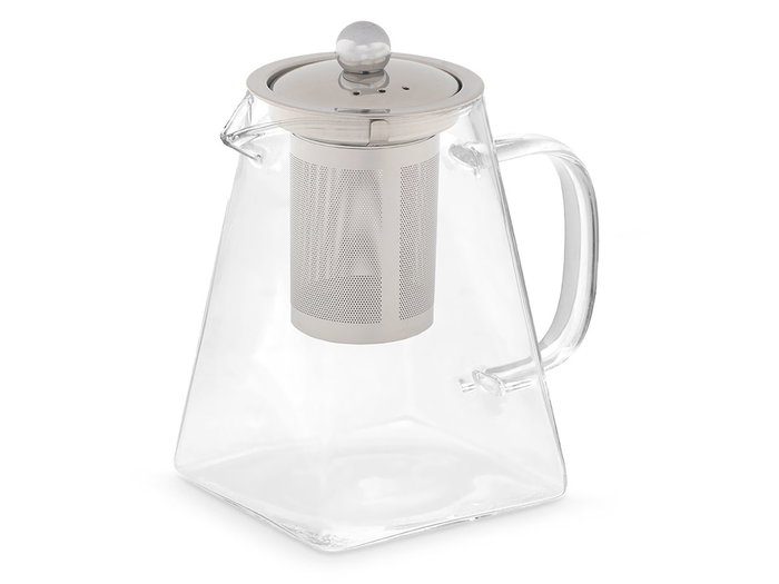 Vivalto Tetera avec Filtre en Acier 800 ml Verre Transparent Métal 15x15x10 cm (Set de 12)