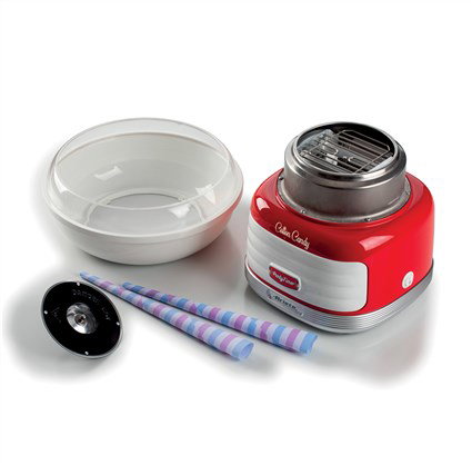 Ariete 2973 Machine à Barbe à Papa Rouge Rétro des Années 50 - Fonctionne avec Sucre et Bonbons Durs pour un Délicieux Cône de Cotton Candy
