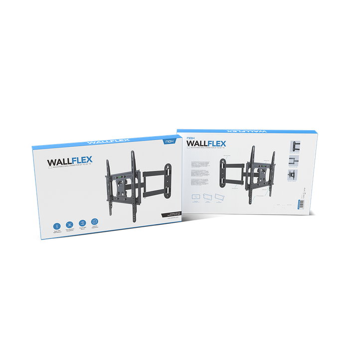 Nox Support mural TV Little Wafflex pour écrans 23-55 pouces, VESA 200x200/400x200/400x400, noir