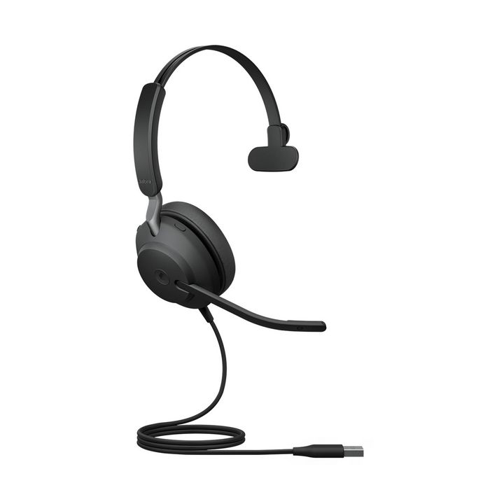 Jabra Evolve2 40 Casque filaire professionnel avec réduction de bruit passive, busylight et 3 microphones, USB-A/USB-C, pour communications unifiées