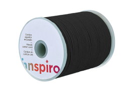 Innspiro Cordon en coton ciré fin noir 2,0 mm, 100 m