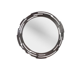 GINER Y COLOMER Miroir Décoratif Rond avec Cadre Plat en Métal Aluminium Ajouré - Style Vieilli Bronzé