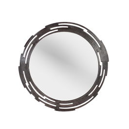 GINER Y COLOMER Miroir Décoratif Rond avec Cadre Plat en Métal Aluminium Ajouré - Style Vieilli Bronzé