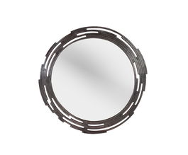 GINER Y COLOMER Miroir Décoratif Rond avec Cadre Plat en Métal Aluminium Ajouré - Style Vieilli Bronzé