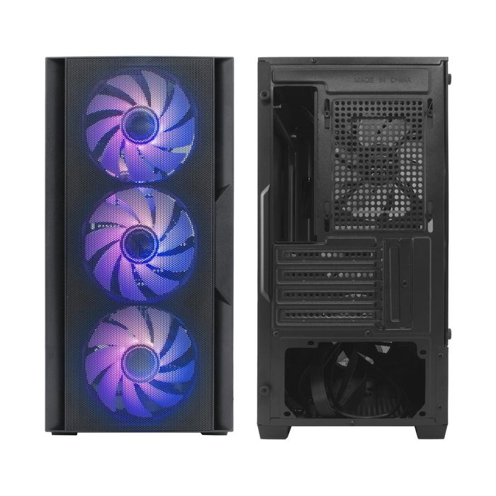 Coolbox GM220 MPFusion Boîtier PC Gaming Micro ATX Mini-ITX, Cristal Trempé, USB-C, 4 Ventilateurs ARGB
