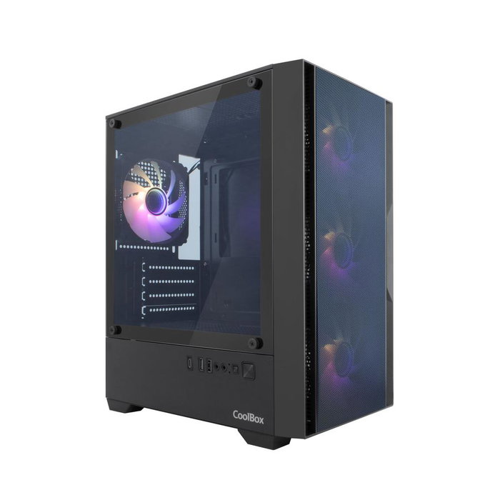Coolbox GM220 MPFusion Boîtier PC Gaming Micro ATX Mini-ITX, Cristal Trempé, USB-C, 4 Ventilateurs ARGB