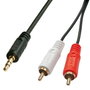 Lindy Câble Audio 2x RCA mâle vers Jack 3,5mm mâle (stéréo) - Noir - 2 mètres - Contacts dorés - Qualité Premium