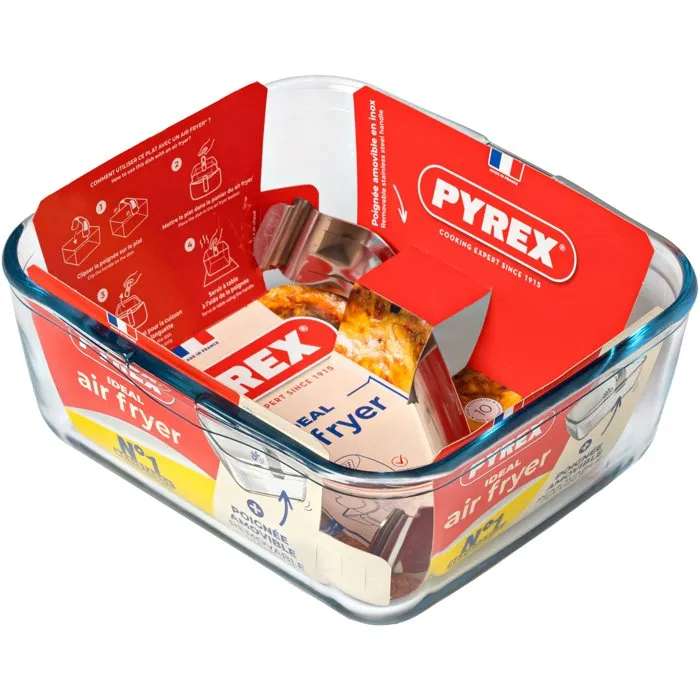 Pyrex Plat cuisson carré avec anse 2,1 L en verre
