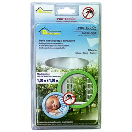 Burcasa Moustiquaire Anti-Insectes Enroulable Blanc 1,3x1,5