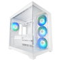 Mars Gaming MCV5W Boîtier PC Midi Tower ATX Blanc, Panneaux en Vitre Trempée, USB-C, 4 Ventilateurs ARGB