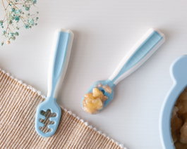 KioKids Set de 2 pré-cuillères bleues pour bébés