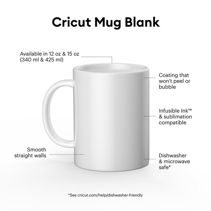 Tasse personnalisable pour plotter de découpe Cricut 12 Oz Blanc (2 Unités)