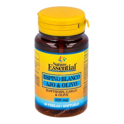 NATURE ESSENTIAL Espino Blanco + Ajo + Olivo 500 mg, 50 perles NATURE ESSENTIAL Espino Blanco + Ajo + Olivo 500 mg, 50 perles