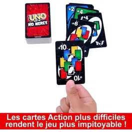 Mattel Games - UNO No Mercy - Jeu de cartes édition spéciale avec nouvelles règles, pour 2 joueurs ou plus, à partir de 7 ans