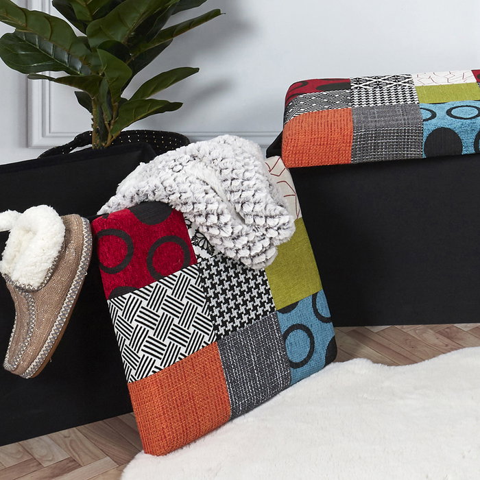 Home Deco Factory CAJA-PUF PLEGABLE PATCHWORK Home Deco Factory CAJA-PUF PLEGABLE PATCHWORK