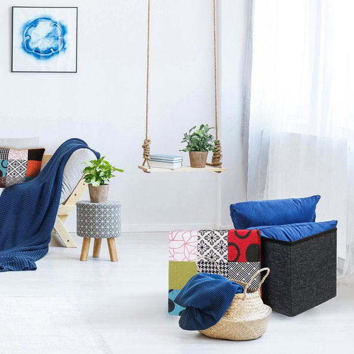 Home Deco Factory CAJA-PUF PLEGABLE PATCHWORK Home Deco Factory CAJA-PUF PLEGABLE PATCHWORK