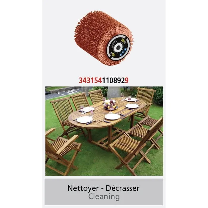 FARTOOLS Brosse rotative nylon abrasif Ø80mm longueur 100mm pour décrassage, dégrisage et nettoyage bois, métal, pierre