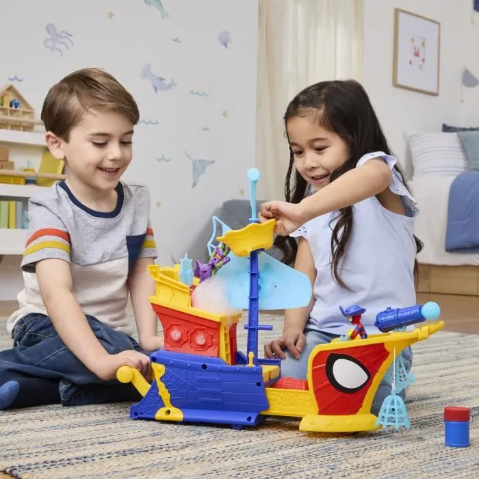 Hasbro Marvel Spidey et ses Amis Extraordinaires Bateau de pirates Bulles et toiles Water-Webs Jeu d'eau pour enfants dès 4 ans Hasbro Marvel Spidey et ses Amis Extraordinaires Bateau de pirates Bulles et toiles Water-Webs Jeu d'eau pour enfants dès 4 ans