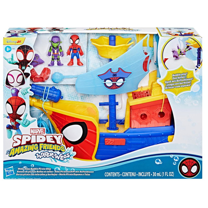 Hasbro Marvel Spidey and His Amazing Friends - Set de Jeu Barco Pirata avec Figurines Articulées et Accessoires - 43,1 cm - À partir de 3 Ans