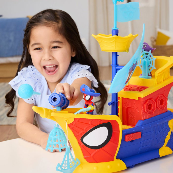 Hasbro Marvel Spidey and His Amazing Friends - Set de Jeu Barco Pirata avec Figurines Articulées et Accessoires - 43,1 cm - À partir de 3 Ans