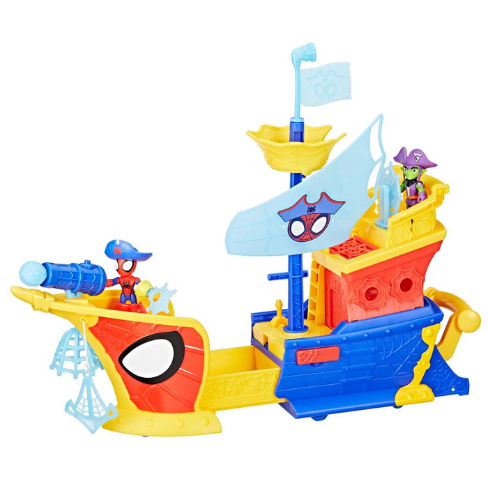Hasbro Marvel Spidey and His Amazing Friends - Set de Jeu Barco Pirata avec Figurines Articulées et Accessoires - 43,1 cm - À partir de 3 Ans