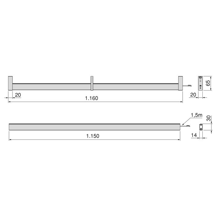 Emuca Kit barre pour armoire Luxe, ruban LED 4,5x8 Neonlynx V, détecteur de mouvement RF Smart et convertisseur Smart (24V DC), longueur 1.150mm, Lumière blanche chaude 2.700K, Aluminium et Plastique, Peint en noir texturé Emuca Kit barre pour armoire Luxe, ruban LED 4,5x8 Neonlynx V, détecteur de mouvement RF Smart et convertisseur Smart (24V DC), longueur 1.150mm, Lumière blanche chaude 2.700K, Aluminium et Plastique, Peint en noir texturé