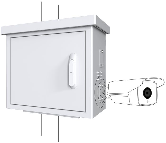 Lanview Midi Radius Armoire CCTV montée sur poteau pour 4 caméras Lanview Midi Radius Armoire CCTV montée sur poteau pour 4 caméras