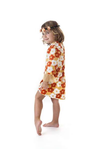 Creaciones Llopis Disguise Déguisement Enfant Hippie à Fleurs Taille 7-9 Ans (T-3) - Orange