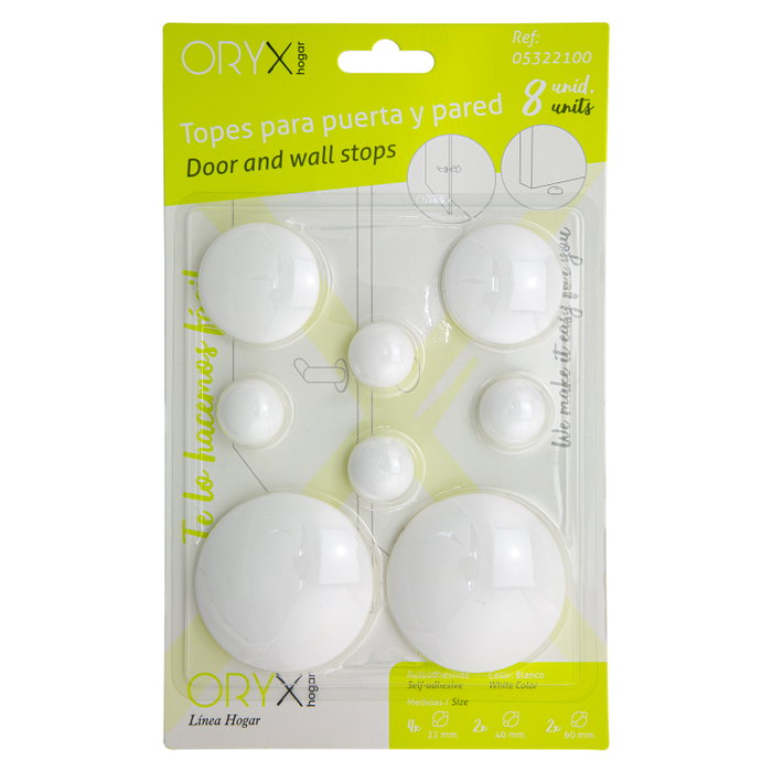 ORYX Lot de 8 topes adhésifs en plastique (2 x 60 mm, 2 x 40 mm, 4 x 22 mm)
