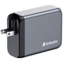 Verbatim GNC-100 Chargeur mural GaN 100W avec 2 ports USB-C PD 100W, 1 port USB-C PD 65W et 1 port USB-A QC 3.0 (fiches EU/UK/US)