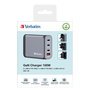 Verbatim GNC-100 Chargeur mural GaN 100W avec 2 ports USB-C PD 100W, 1 port USB-C PD 65W et 1 port USB-A QC 3.0 (fiches EU/UK/US)